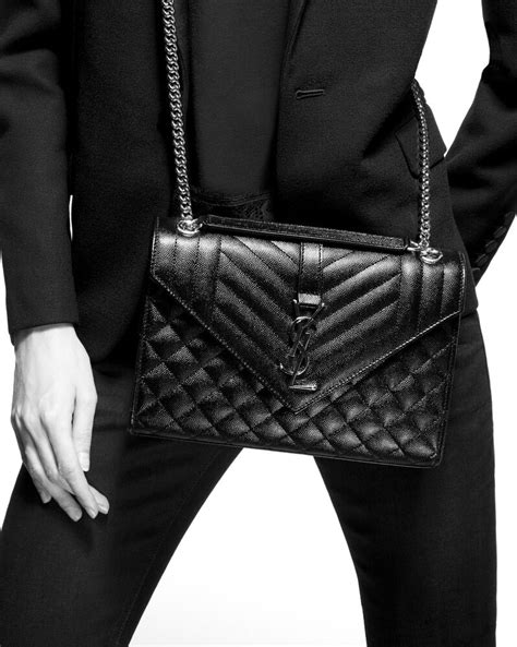 ysl medium envelope in quilted grain de poudre embossed leather|st laurent envelope medium.